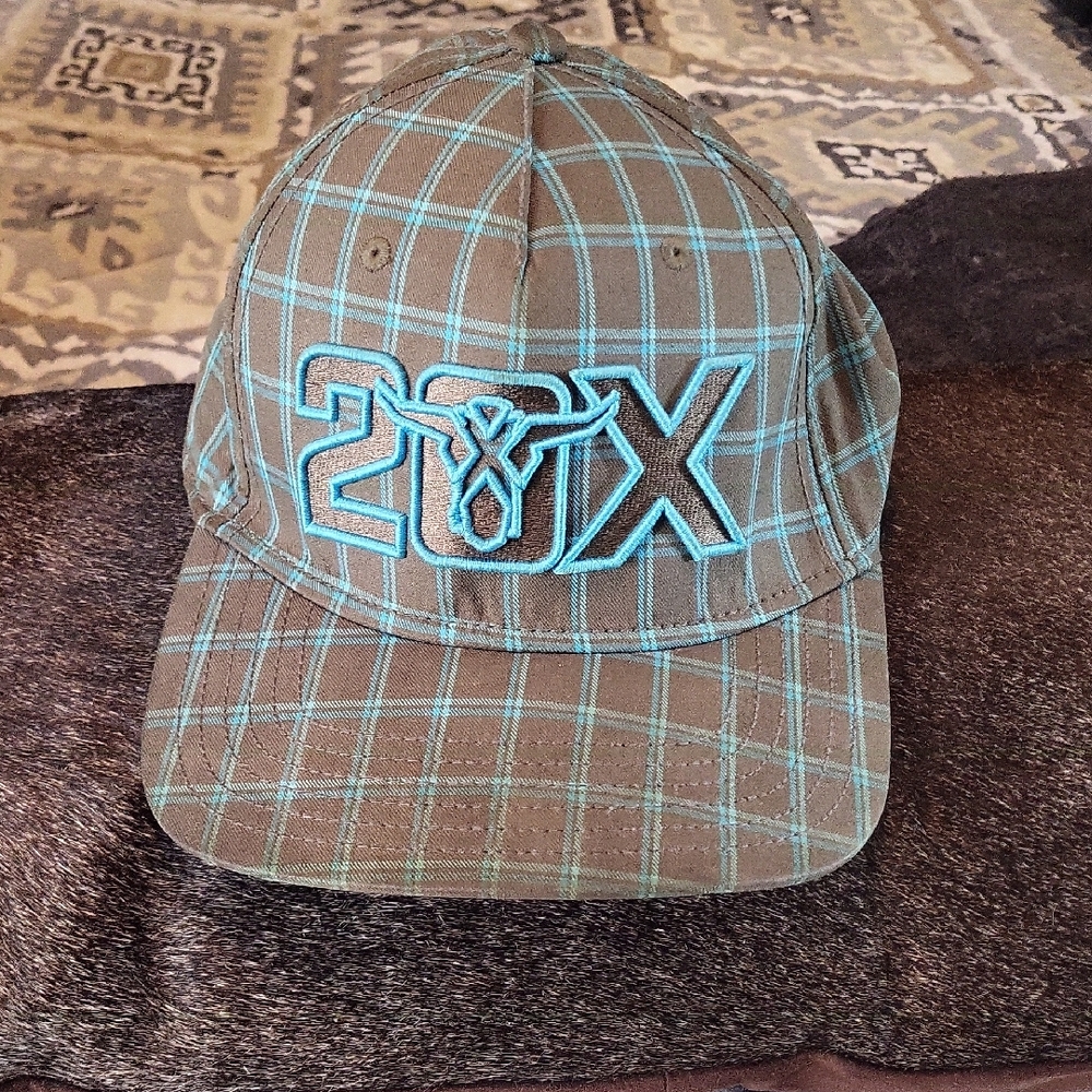 Wrangler 20X Brown and Blue Plaid Cap